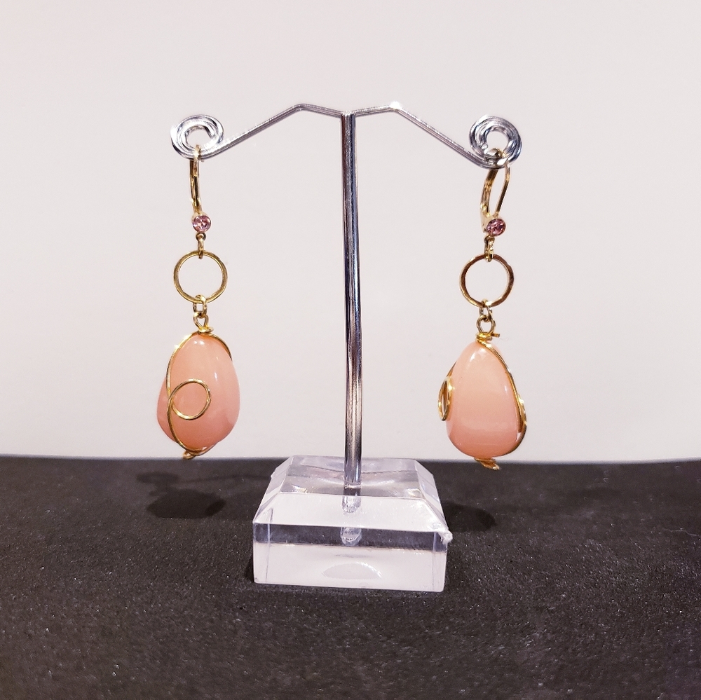 Gold and Rose Quartz Earrings